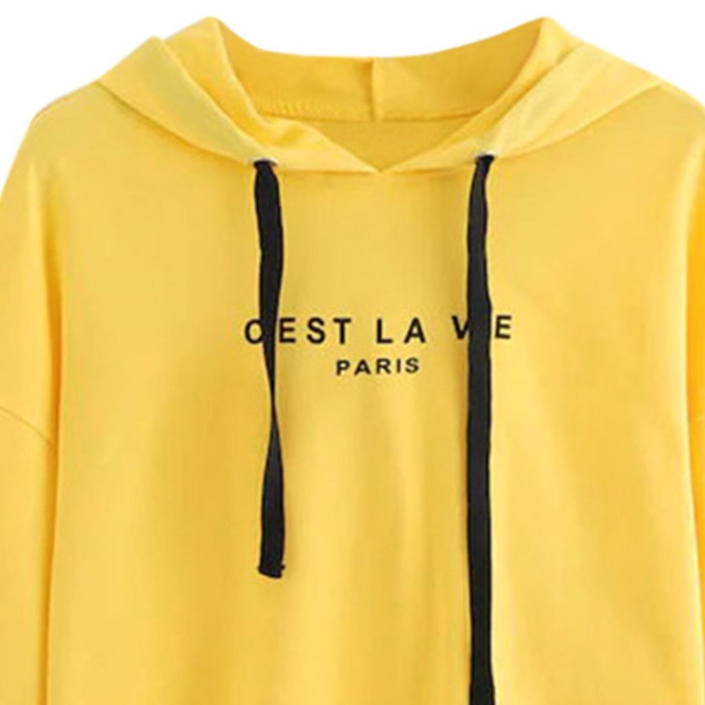 Yellow Long-Sleeve Drawstring Hoodie